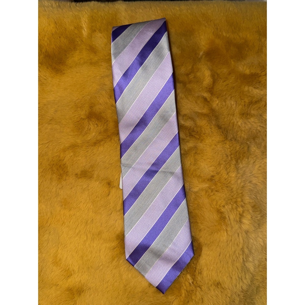 Geoffrey Beene Men's Stripe of the Moment Necktie, Purple‎ Gray, NWT